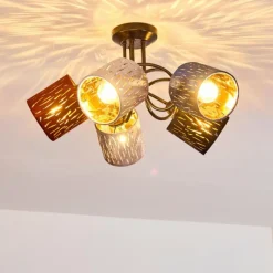 Lampes En Tissu-hofstein Plafonnier Liared Noir, 5 lumières