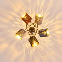 Lampes En Tissu-hofstein Plafonnier Liared Noir, 5 lumières