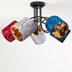 Lampes En Tissu-hofstein Plafonnier Liared Noir, 5 lumières