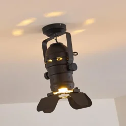 Lampes Industrielles-hofstein Plafonnier Lichinga Noir, 1 lumière