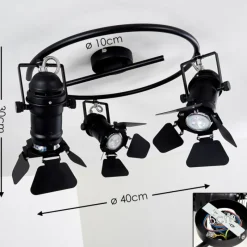 Lampes Industrielles-hofstein Plafonnier Lichinga Noir, 3 lumières
