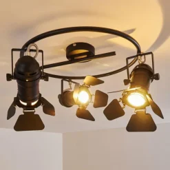 Lampes Industrielles-hofstein Plafonnier Lichinga Noir, 3 lumières