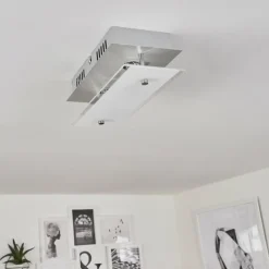 hofstein Plafonnier Liestal LED Nickel mat, 2 lumières