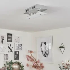 hofstein Plafonnier Liestal LED Nickel mat, 2 lumières