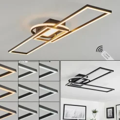 hofstein Plafonnier Lillavois LED Noir, 1 lumière, Télécommandes