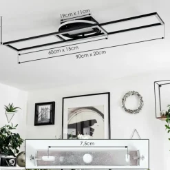 hofstein Plafonnier Lillavois LED Noir, 1 lumière, Télécommandes