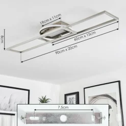 hofstein Plafonnier Lillavois LED Nickel mat, 1 lumière, Télécommandes