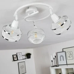 Luminaires Rustiques-hofstein Plafonnier Limassol Chrome, Blanc, 3 lumières