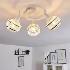 Luminaires Rustiques-hofstein Plafonnier Limassol Chrome, Blanc, 3 lumières