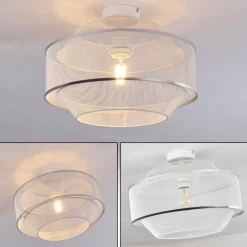 Luminaires Rustiques-hofstein Plafonnier Limassol Chrome, Blanc, 1 lumière