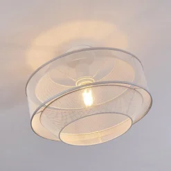 Luminaires Rustiques-hofstein Plafonnier Limassol Chrome, Blanc, 1 lumière