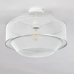 Luminaires Rustiques-hofstein Plafonnier Limassol Chrome, Blanc, 1 lumière