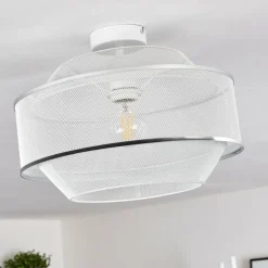 Luminaires Rustiques-hofstein Plafonnier Limassol Chrome, Blanc, 1 lumière