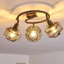 Luminaires Rustiques-hofstein Plafonnier Limassol Noir, 3 lumières