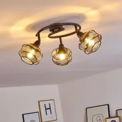 Luminaires Rustiques-hofstein Plafonnier Limassol Noir, 3 lumières