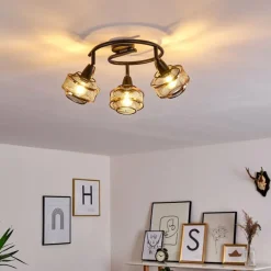 Luminaires Rustiques-hofstein Plafonnier Limassol Noir, 3 lumières