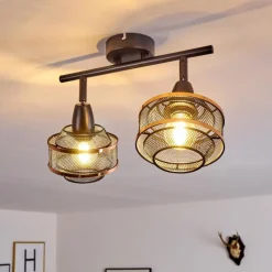 Luminaires Rustiques-hofstein Plafonnier Limassol Noir, 2 lumières