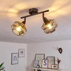 Luminaires Rustiques-hofstein Plafonnier Limassol Noir, 2 lumières