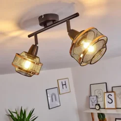 Luminaires Rustiques-hofstein Plafonnier Limassol Noir, 2 lumières