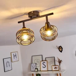 Luminaires Rustiques-hofstein Plafonnier Limassol Noir, 2 lumières