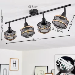 Luminaires Rustiques-hofstein Plafonnier Limassol Noir, 4 lumières