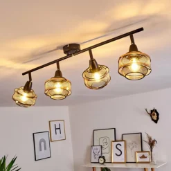 Luminaires Rustiques-hofstein Plafonnier Limassol Noir, 4 lumières