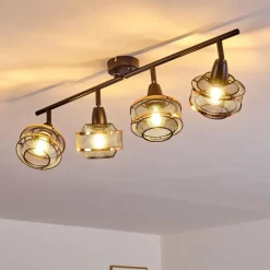 Luminaires Rustiques-hofstein Plafonnier Limassol Noir, 4 lumières