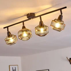 Luminaires Rustiques-hofstein Plafonnier Limassol Noir, 4 lumières