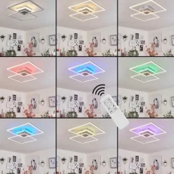 hofstein Plafonnier Lithgow LED Argenté, 2 lumières, Télécommandes, Changeur de couleurs