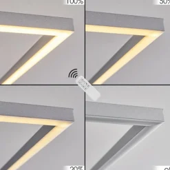 hofstein Plafonnier Lithgow LED Argenté, 2 lumières, Télécommandes, Changeur de couleurs