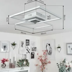 hofstein Plafonnier Lithgow LED Argenté, 2 lumières, Télécommandes, Changeur de couleurs