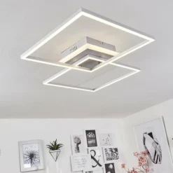 hofstein Plafonnier Lithgow LED Argenté, 2 lumières, Télécommandes, Changeur de couleurs