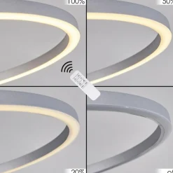 hofstein Plafonnier Lithgow LED Argenté, 2 lumières, Télécommandes, Changeur de couleurs