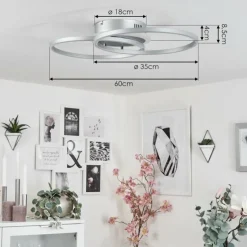 hofstein Plafonnier Lithgow LED Argenté, 2 lumières, Télécommandes, Changeur de couleurs