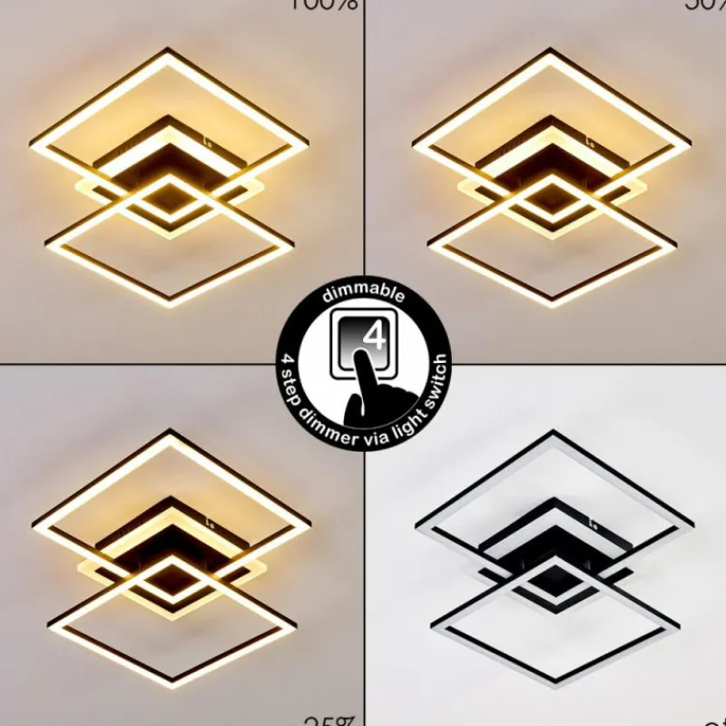 hofstein Plafonnier Lithgow LED Noir, 1 lumière