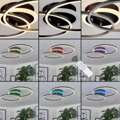 hofstein Plafonnier Lithgow LED Noir, 2 lumières, Télécommandes, Changeur de couleurs