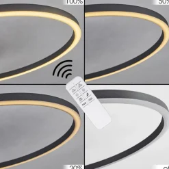 hofstein Plafonnier Lithgow LED Noir, 2 lumières, Télécommandes, Changeur de couleurs