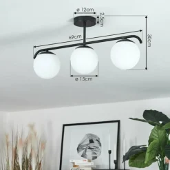 hofstein Plafonnier Litoral Noir, 3 lumières