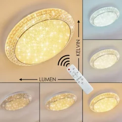 hofstein Plafonnier Litto LED Blanc, 1 lumière, Télécommandes