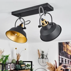 Lampes Dorées-hofstein Plafonnier Llanage Noir, Blanc, 2 lumières