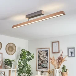 Lampes En Bois-hofstein Plafonnier Llevallol LED Écru, Nickel mat, 1 lumière