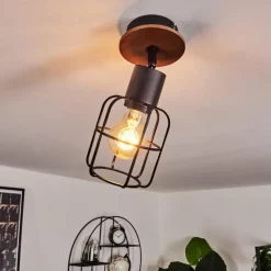 Lampes Vintages & Rétros-hofstein Plafonnier Loedingen Bois foncé, Noir, 1 lumière