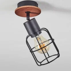 Lampes Vintages & Rétros-hofstein Plafonnier Loedingen Bois foncé, Noir, 1 lumière