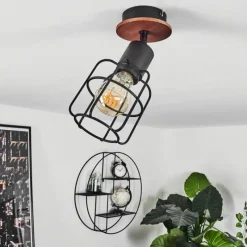 Lampes Vintages & Rétros-hofstein Plafonnier Loedingen Bois foncé, Noir, 1 lumière