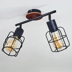 Lampes Vintages & Rétros-hofstein Plafonnier Loedingen Bois foncé, Noir, 2 lumières