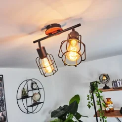 Lampes Vintages & Rétros-hofstein Plafonnier Loedingen Bois foncé, Noir, 2 lumières