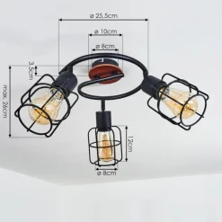 Lampes Vintages & Rétros-hofstein Plafonnier Loedingen Bois foncé, Noir, 3 lumières