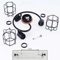 Lampes Vintages & Rétros-hofstein Plafonnier Loedingen Bois foncé, Noir, 3 lumières