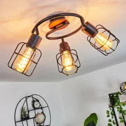 Lampes Vintages & Rétros-hofstein Plafonnier Loedingen Bois foncé, Noir, 3 lumières