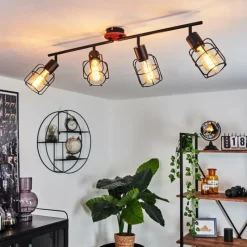 Lampes Vintages & Rétros-hofstein Plafonnier Loedingen Bois foncé, Noir, 4 lumières